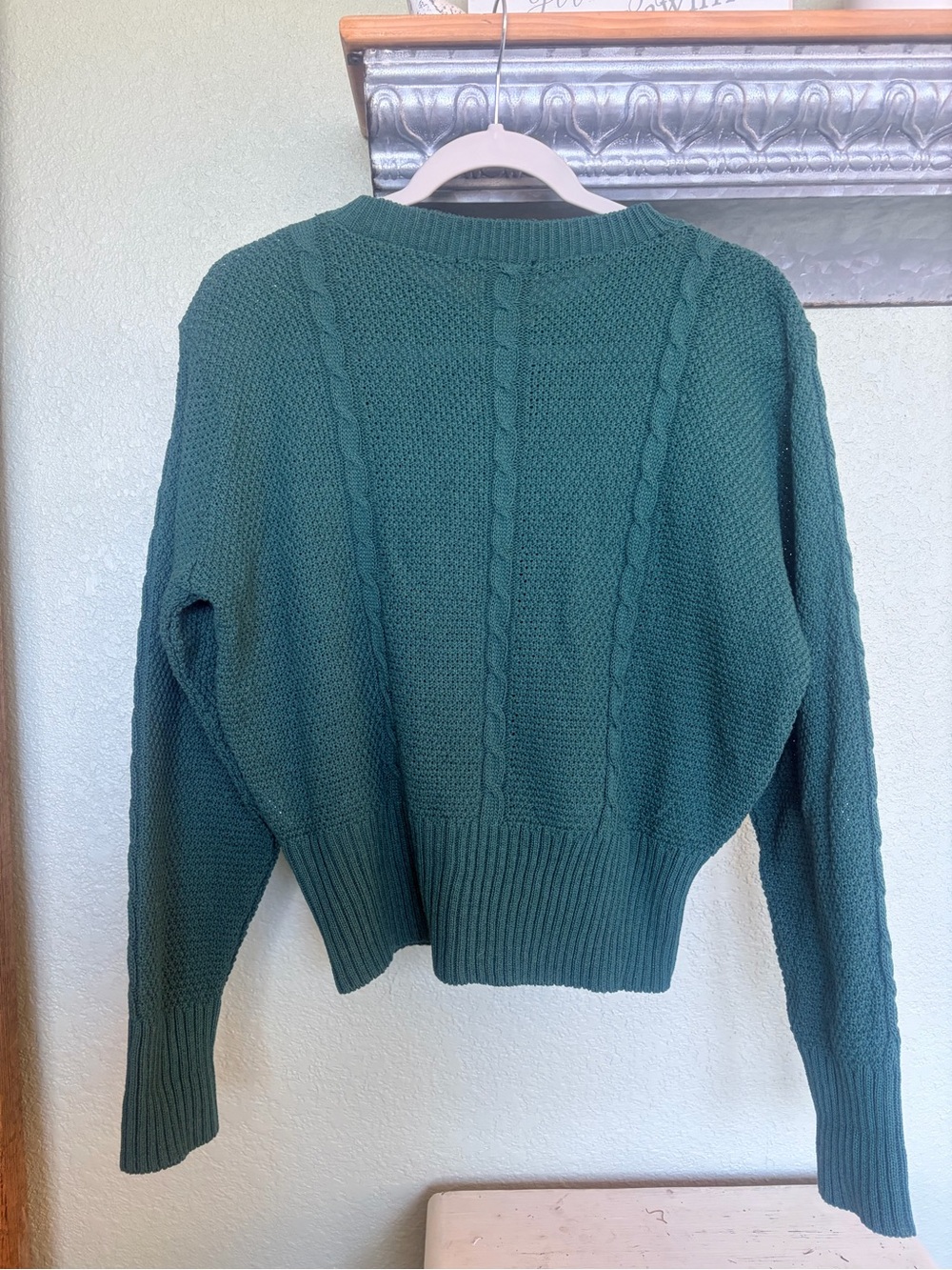 💚The House of Foxy💚Forest Green Cable Knit Button-Up Sweater - Picture 2 of 9